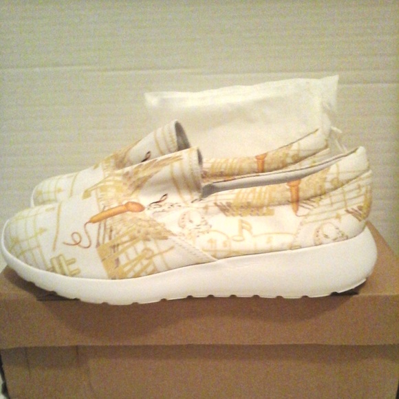 Gold and White Noneillah Men Music Note Slip-Ons main image 4